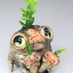 Art doll Mandrake mom and kids. Cute art toy