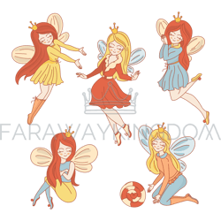 fairy characters cartoon princess vector illustration set