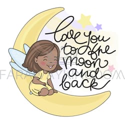 fairy dark girl and lettering cartoon vector illustration set