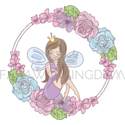 fairy flowers floral princess wreath vector illustration set
