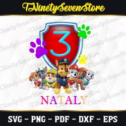 personalized name birthday svg, puppy patrol birthday boy svg, cartoon,custom name svg, png, dxf