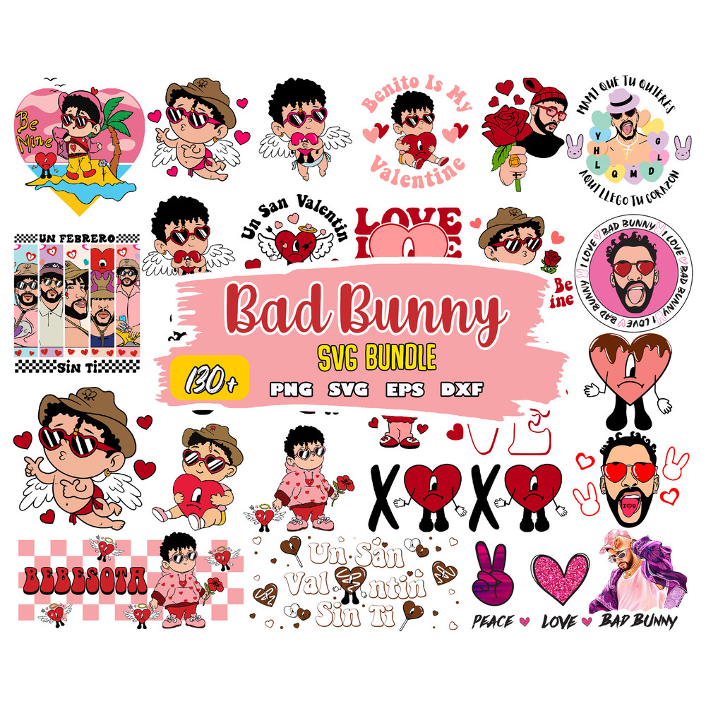 Bad Bunny valentine bundle SVG, eps svg dxf png , Cricut , File cut , Vector file , Silhouette Digital Dowload.jpg