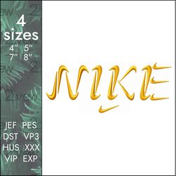 nike embroidery design, golden swooshes classic logo retro vintage custom, 4 sizes