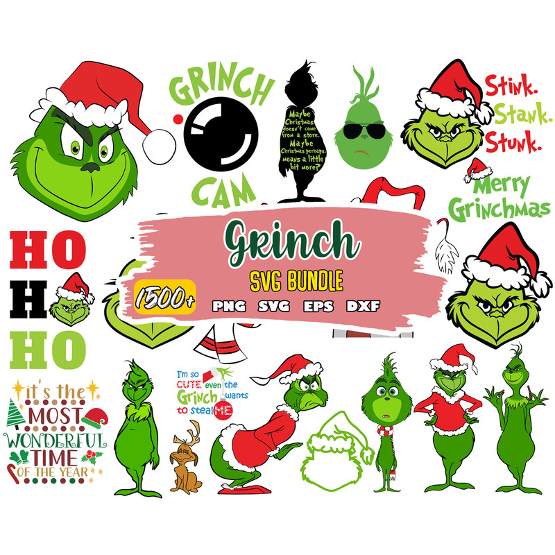 Grinch Bundle SVG, Grinch SVG, Grinchmas Cutting Image, Christmas Grinch svg, png, eps, dxf.jpg