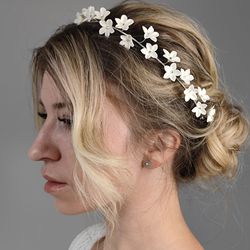 flower crown bridal hair piece bohemian headband wedding flower crown minimalism wedding headpiece