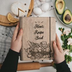 Write Your Own Cookbook, Customized Journal, Wood Cook Book, Cooking Gift, Personalized Recipe Book, Mothers Day Gift