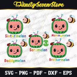 cocomelon family personalized name svg, birthday custom svg, birthday girl birthday boy, cocomelon birthday svg