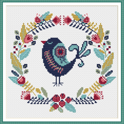 Nordic Cross Stitch Pattern Bird Primitive Nordic Style Embroidery Digital PDF File Instant Download #170