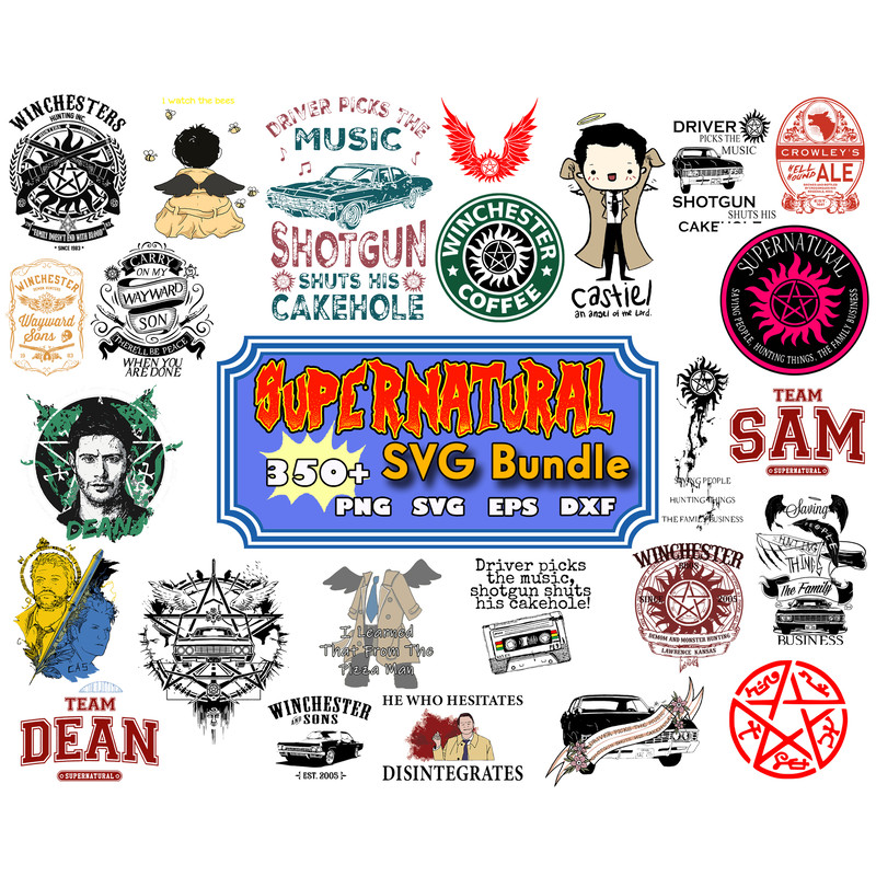 Supernatural Svg, Supernatural Silhouette, Winchester Svg, Castiel Stencil, Sam and Dean Stencil, Cricut Silhouette Svg.jpg