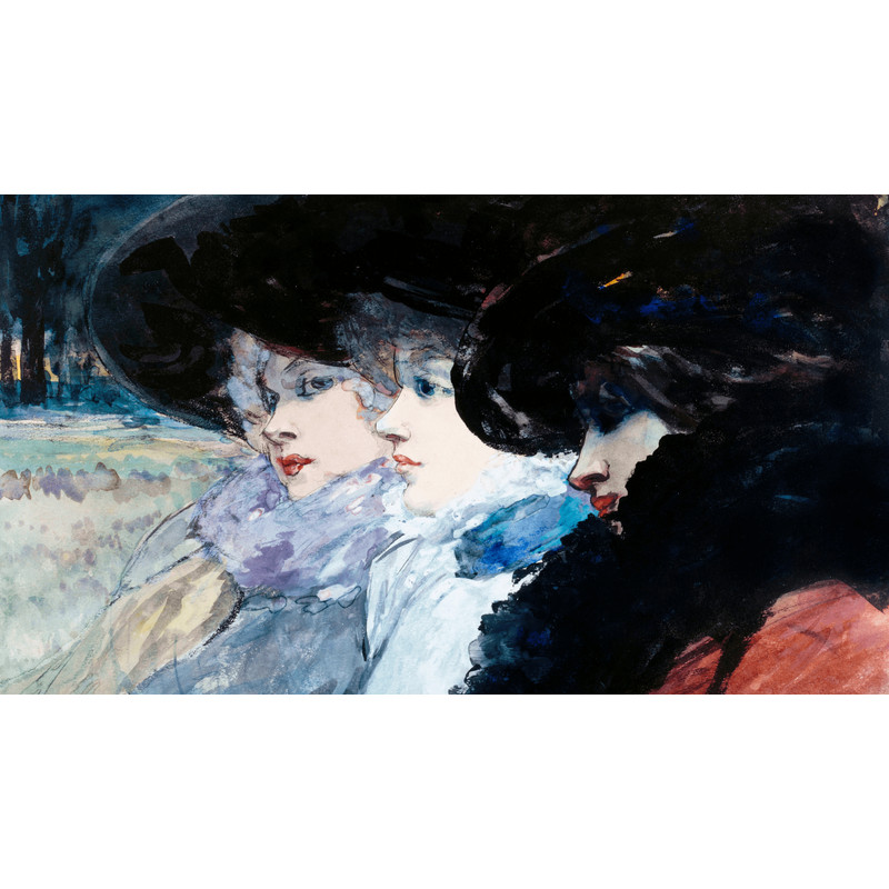 Three women in profile (1890-1900) Henry Somm.png