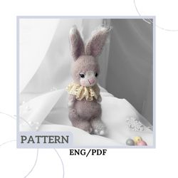 crochet pattern fluffy bunny toy. tutorial  crochet cute animals toy. gift handmade  for newborn. amigurumi rabbit