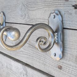 Iron towel holder 12", Hand forged, Wrought iron, Scroll design, Towel bar, Towel rod