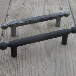 Hand forged drawer pull (type 2), 96 mm, 3.75 in, wrought iron, cabinet cupboard wardrobe kitchen dresser hardware