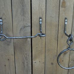 Set of 1 hand forged towel ring and 1 toilet paper holder, Bathroom Accessories, Wrought iron, Blacksmith, Bath set
