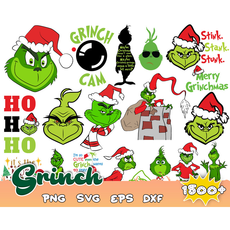 1500 The Grinch Svg Bundle Layered Item, Clipart, Cricut, Digital Vector Cut Files.jpg
