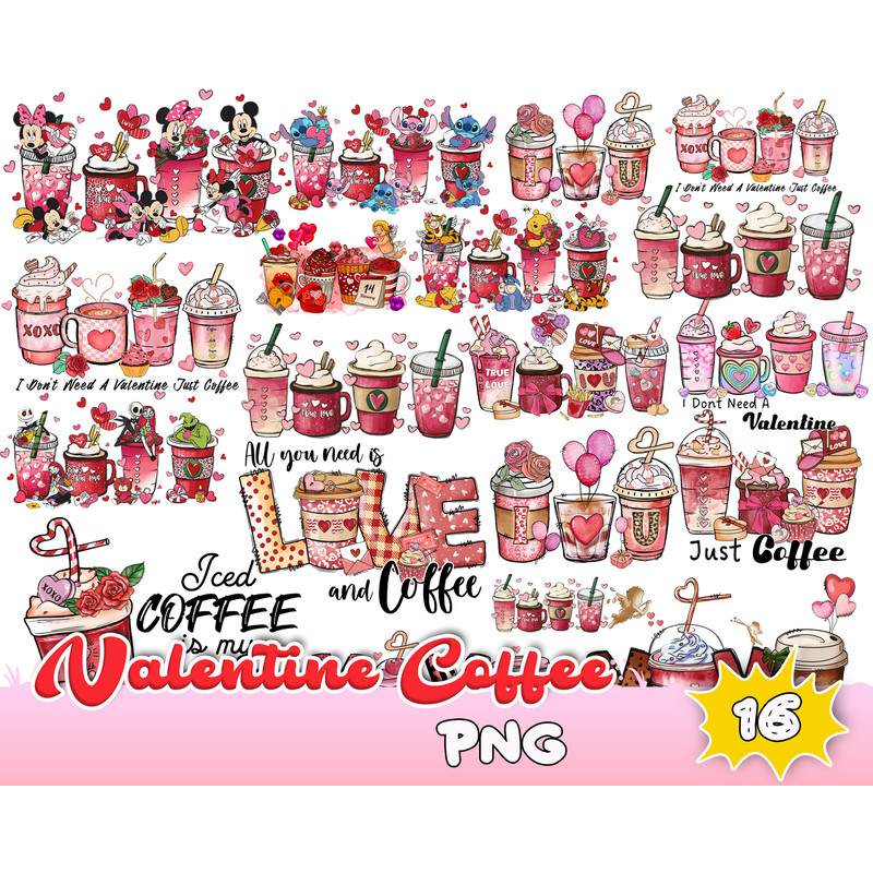 16 Valentine Coffee Png Bundle,Valentine Coffee Png, Valentine Drinks Png, XOXO png, Coffee Lover,Valentine Digital Download.jpg