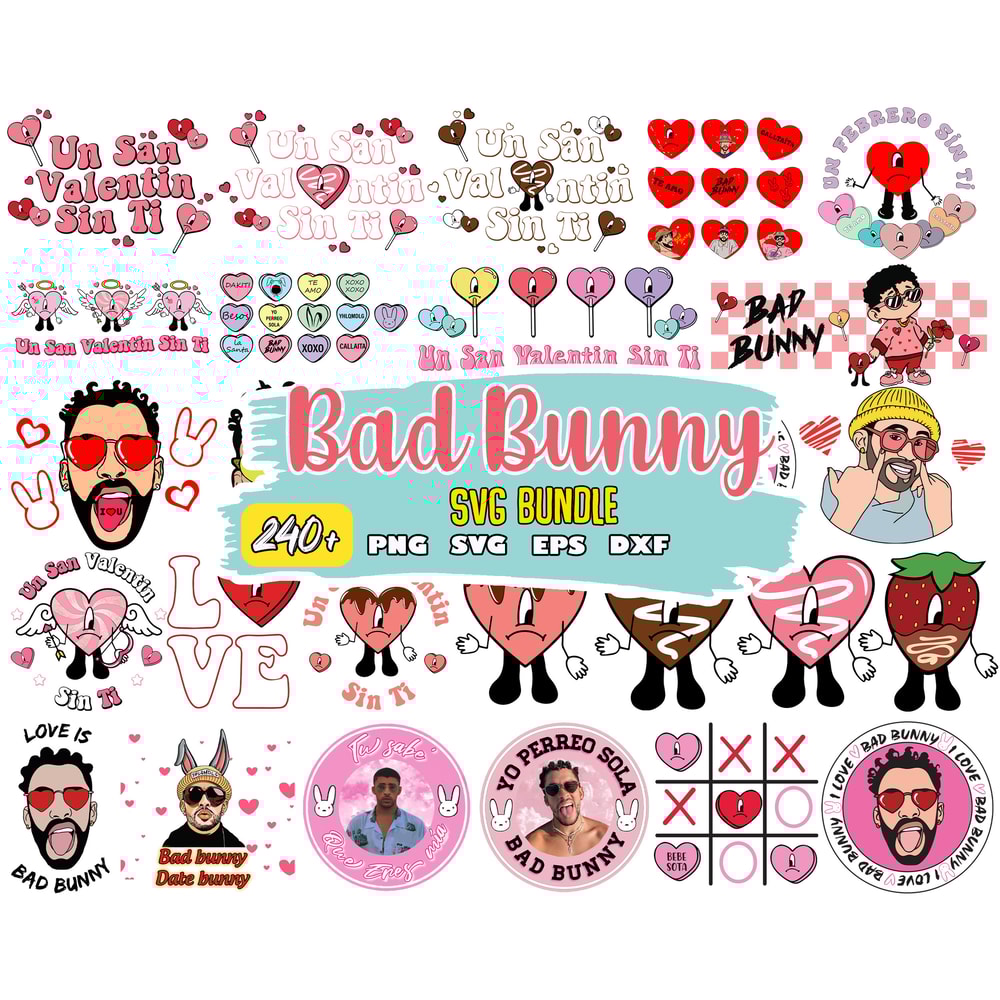 Hearts Valentine Svg Png, Layered Sad Hearts Love Svg, Bad Bunny Valentine Svg, Cupid Sad Heart Svg Files For Cricut.jpg
