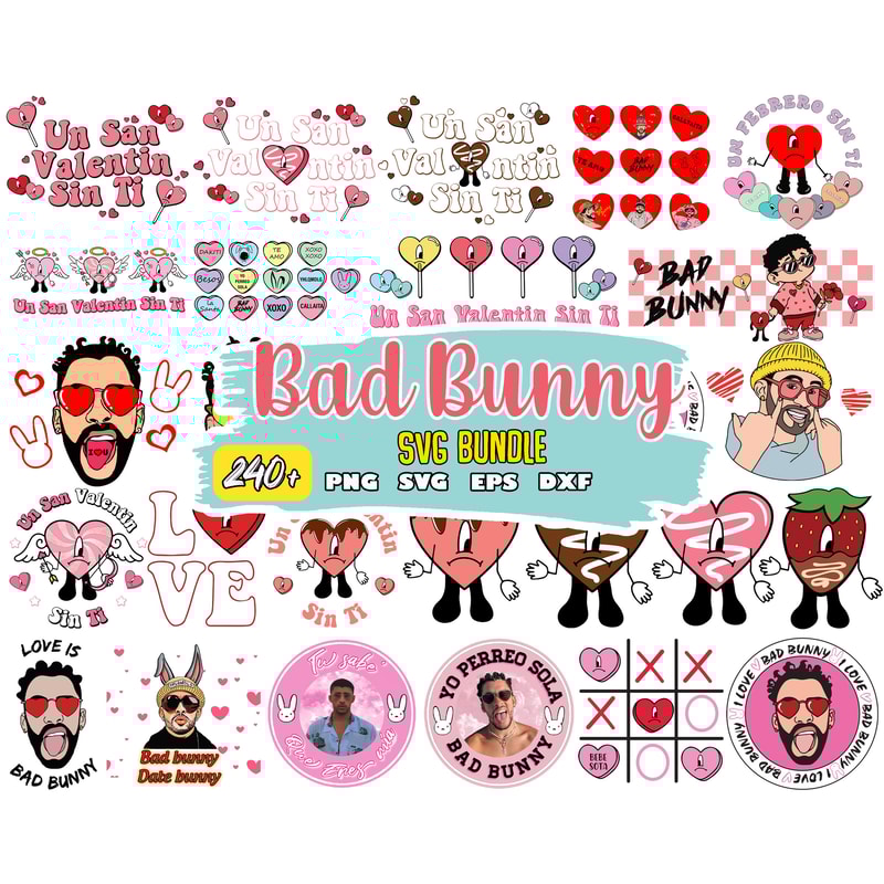 Hearts Valentine Svg Png, Layered Sad Hearts Love Svg, Bad Bunny Valentine Svg, Cupid Sad Heart Svg Files For Cricut.jpg