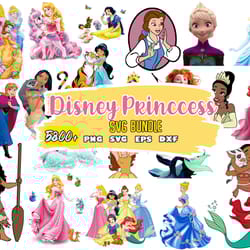princess svg bundle, frozen svg, tangled svg, snow white svg, little mermaid svg, princess clipart