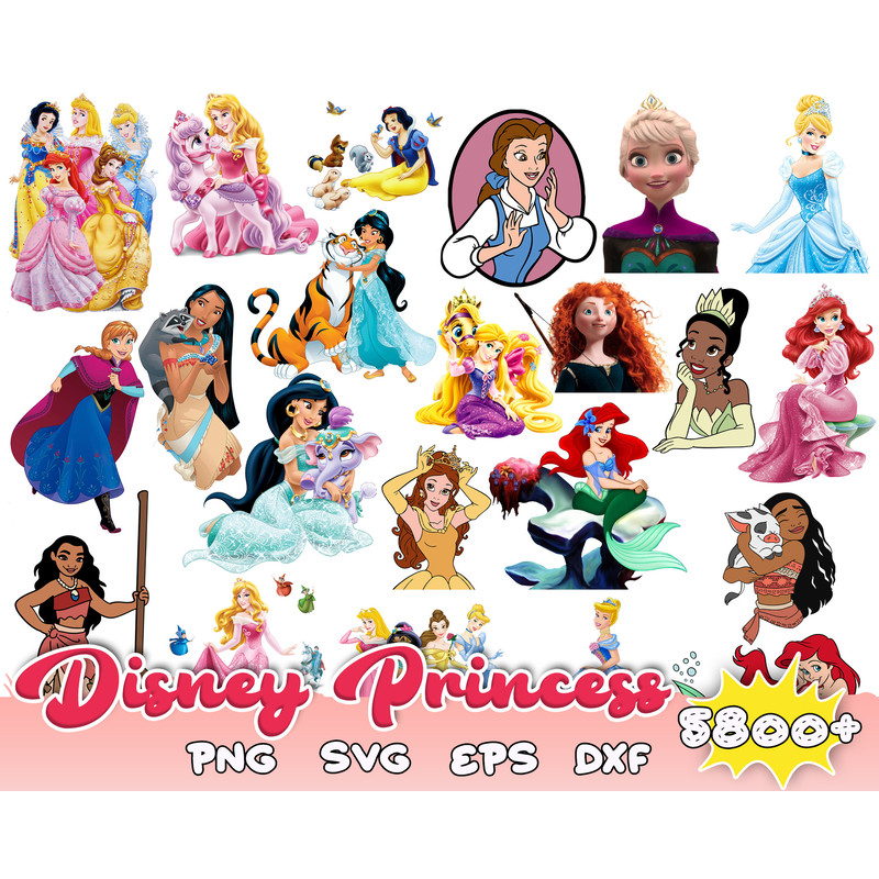 MEGA BUNDLE Disney Princess Svg, Princess SVG, Princess Bundle 5800 .jpg