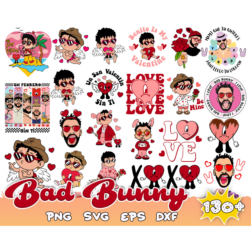 Valentine Bad Bunny Svg Png Bundle, Valentines Benito Png, Bad Bunny Valentines Png, Un San Valentin Sin Ti PNG, Digital Download.jpg