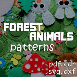 Patterns of felt details for Forest animals baby play mat, Quiet book.