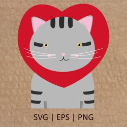 Cat SVG | Cat with Heart PNG | Love Heart Happy Svg | Baby cat SVG | Cricut Svg File Digital Download | 017
