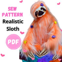 PATTERN Sloth 10 inches (26 cm) - SEW Realistic Sloth Toy - Collectible toy - Posing Toy Sloth - Stuffed Animal Figurine