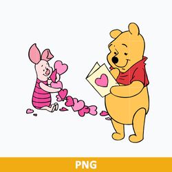 Piglet Pooh Valentine Heart Letter  Png, Pooh Png, Piglet Png, Valentine Day Png