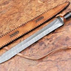 HISTORICAL ROMAN GLADIUS SWORD 30 HANDMADE DAMASCUS STEEL W ROSE WOOD HANDLE. Custom Sword, Handmade Sword