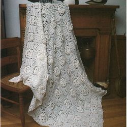 bridal rose afghan vintage crochet pattern 169