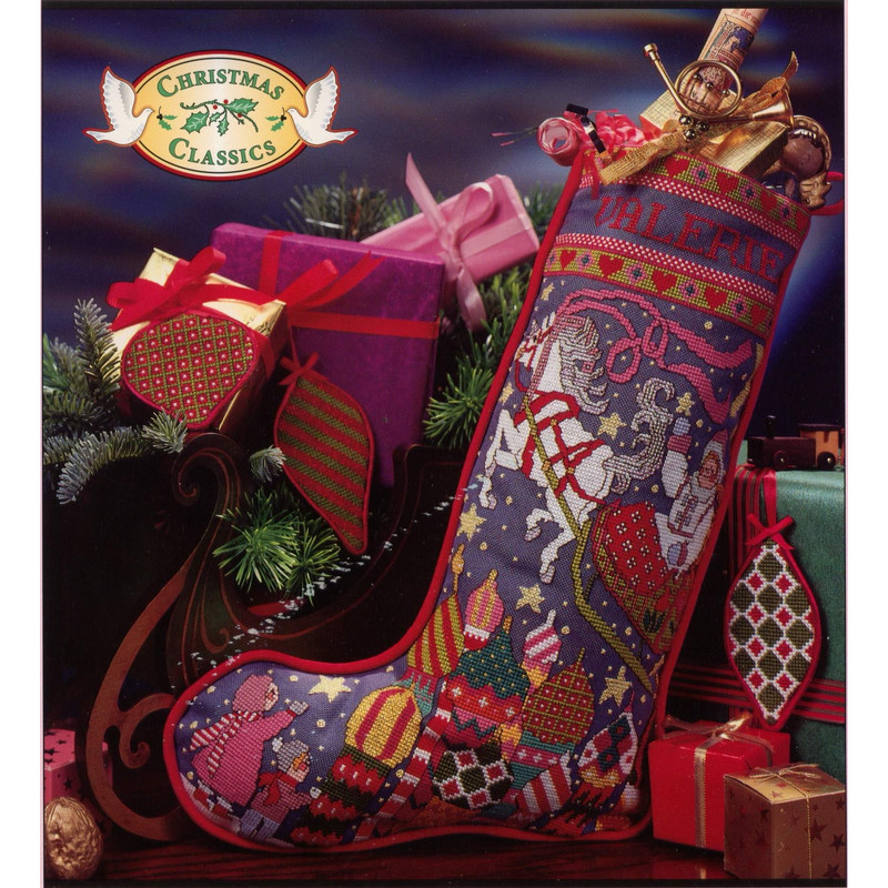 vintage pattern cros stitch christmas stocking