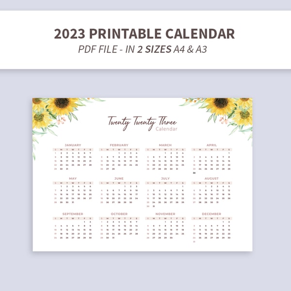 Printable Calendar 2023, A3 & A4 Calendar Printable Wall Cal | Inspire Uplift printable-calendar-2023-a3-a4-calendar-printable-wall-cal-inspire-uplift