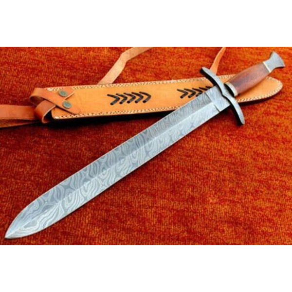 HISTORICAL ROMAN GLADIUS SWORD 24 HANDMADE DAMASCUS STEEL W ROSE WOOD HANDLE.Custom Swords, Battle Ready Swords1.jpg