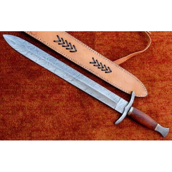 HISTORICAL ROMAN GLADIUS SWORD 24 HANDMADE DAMASCUS STEEL W ROSE WOOD HANDLE.Custom Swords, Battle Ready Swords3.jpg