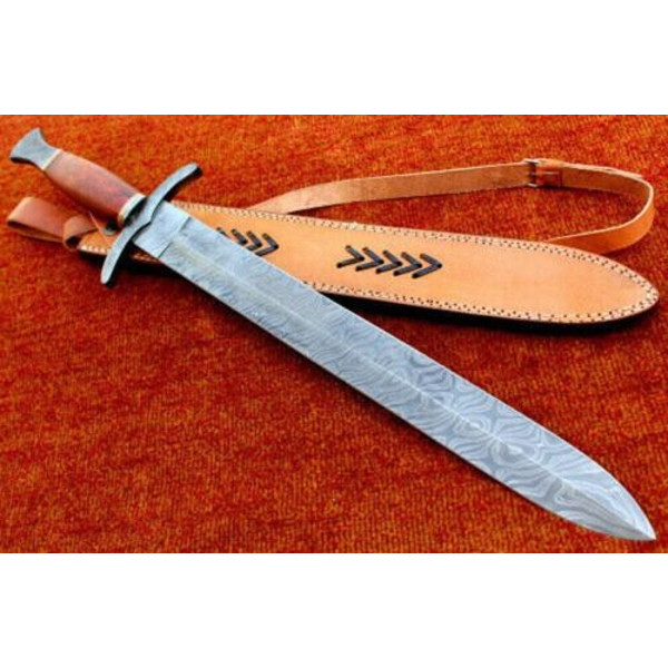 HISTORICAL ROMAN GLADIUS SWORD 24 HANDMADE DAMASCUS STEEL W ROSE WOOD HANDLE.Custom Swords, Battle Ready Swords5.jpg