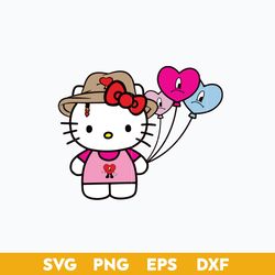 kitty benito sad heart balloons svg, cartoon valentine day svg, png dxf eps instant download
