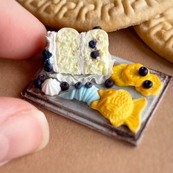 Miniature set of desserts for dolls