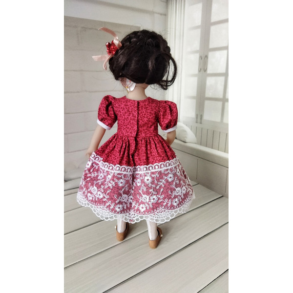 Red with white lace dress for Little Darlijg doll-3.jpg