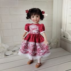 Handmade red with white lace dress for Little Darling doll.