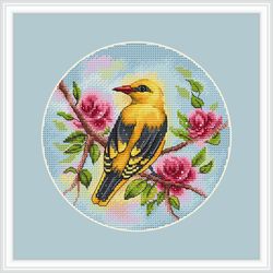 Oriole Cross Stitch Pattern Bird Cross Stitch Pattern Spring Cross Stitch Pattern Flower Cross Stitch Pattern