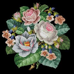 230112 white bouquet (roses and magnolia)