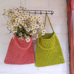 Crochet shopper bag with handles Rope shopping bag Crochet street bag Crochet tote bag Market bag Handmade