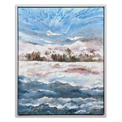 Winter Painting Snow Original Art Abstract Landscape Mountain Oil Painting 20 by 16 Scandinavian Wall Art by AlyonArt