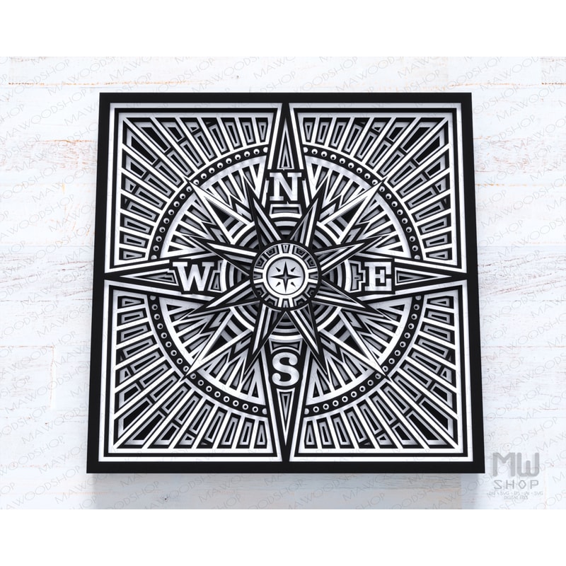 Compass Layered Svg 3D Compass SVG, Layered Compass SVG, Windrose Compass SVG | Inspire Uplift