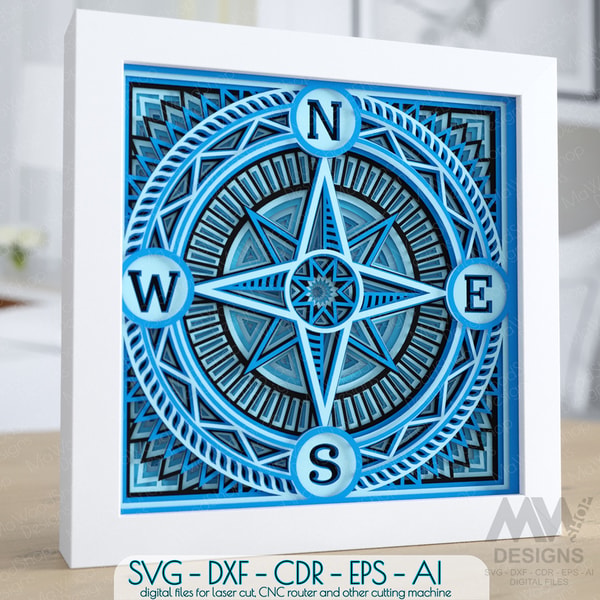 Compass Layered Svg 3D SVG Compass, Layered Compass SVG, Windrose Compass SVG | Inspire Uplift