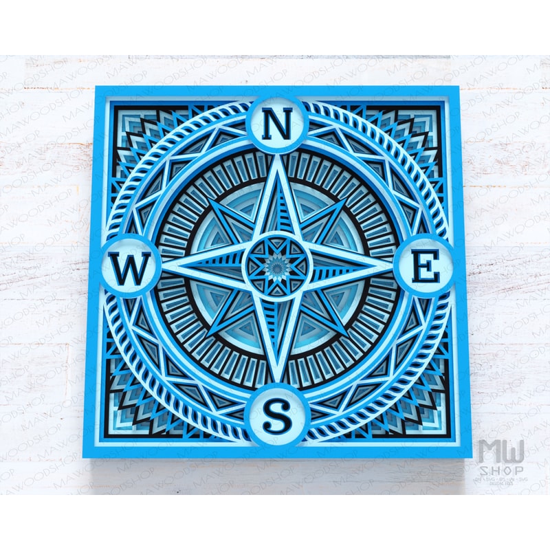 Compass Layered Svg 3D SVG Compass, Layered Compass SVG, Windrose Compass SVG | Inspire Uplift