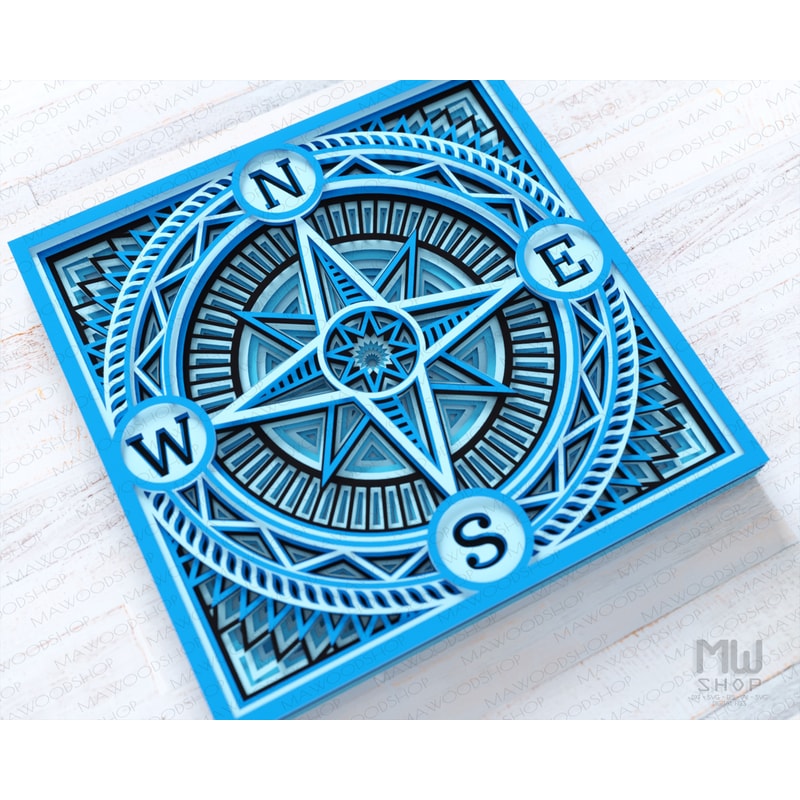 Compass Layered Svg 3D SVG Compass, Layered Compass SVG, Windrose Compass SVG | Inspire Uplift