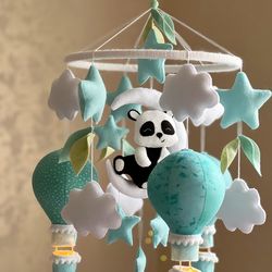 Baby mobile bear Hot air balloon mobile boy Baby shower gift