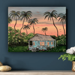 Haitian oil painting tropical landscape
